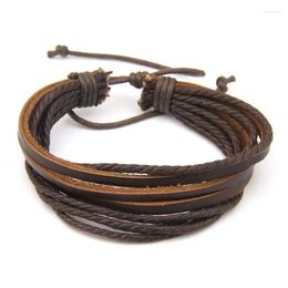 Charm Bracelets ZG Trending Products Delysia King Leisure Fashion Men's Hand-woven Multilayer Leather Bracelet Handmade Lace Up Wrist