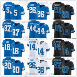 2024 New Football Jersey 97 AidanHutchinson 20 Barry Sanders 16 Jared Goff 14 Amon-Ra St. Brown 26 Jahmyr Gibbs 44 Malcolm Rodriguez 5 David Montgomery Men Women Youth