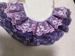 Dog Apparel Pet Jeans Collar Purple Pearl Bow Pendant Necklace Teddy Bib Accessories Grooming