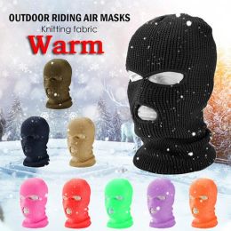 Masks 2023 New Fashion 3Hole Knitted Full Face Cover Ski Mask Winter Balaclava Warm Knit Full Face Mask For Outdoor Sports