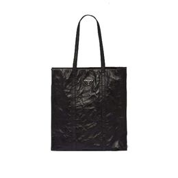 / Women's Black Napa Leather Metal Triangle Logo Handbag Original Quality