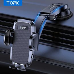 Cell Phone Mounts Holders TOPK Car Phone Holder Stand Gravity Dashboard Phone Holder Mobile Phone Support Universal For iPhone 13 12 11 Samsung Y240423