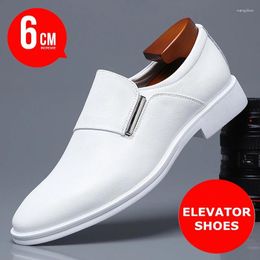 Dress Shoes Men 6cm/Flat Leather Lift Loafers Slip-on Business Elevator Comfortable Driving Height Zapatos De Hombre