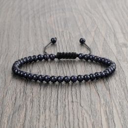 Strands 4MM Natural Stone Round Beads Bracelet Women Minimalism Adjustable Leather String Bangles Jewellery Men Healing Yoga Pulsera Gift