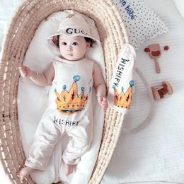 newborn baby boys girls rompers summer suits with bib hat and box baby kids jumpsuits sets4600602