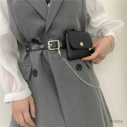 Waist Chain Belts 1pcs New Chain Small Bag Belts for Women Silver Pin Buckle Strap Belt Shoulder Bag Phone Pouch Waist Bags Hollow Rivet Girl