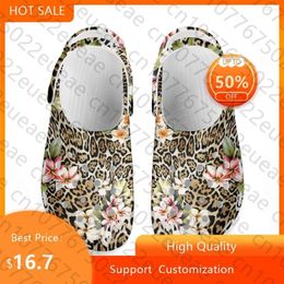 Slippers Noisydesigns Men Beach Light Hole Sandals Home Outdoor Summer Wading Leisure Shoes Leopard Flowers Print Big Size 48