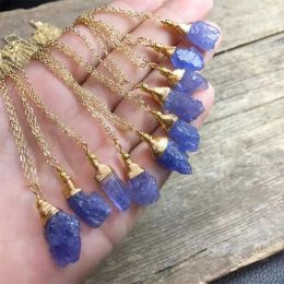 charms Natural Raw Tanzanite Copper Pendant Jewellery For Women Man Healing Gift Crystal Beads Energy Stone Reiki Gemstone 1pcs