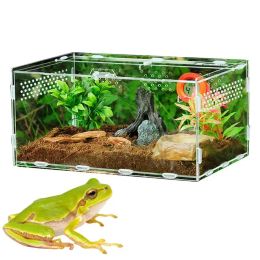 Terrariums Acrylic Terrarium Acrylic Reptile Feeding Box Allround 360 Degree Transparent Carrier For Pet Spiders Scorpions Horned Frogs