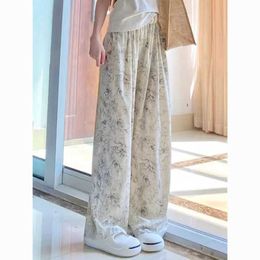 Women's Jeans 2024 Summer Slim High Waist Slim and Lazy Leisure Loose and Draping Floor Dragging Ice Silk Sunscrn Wide Leg Pants for Women Y240422