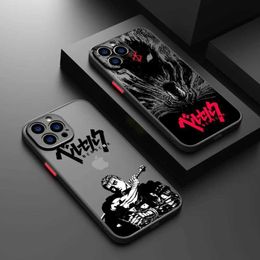 Cell Phone Bumpers Berserk Anime For iPhone 15 14 13 12 mini 11 XS XR X 8 7 Pro Max Plus TPU Frosted Translucent Phone Case Y240423