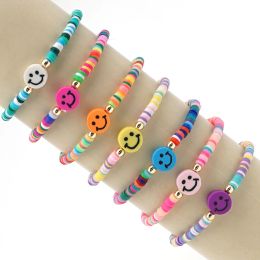 Strands Go2Boho Smile Face Bracelet For Women Colourful Bracelets On Hand Jewellery Heishi Dics Beaded Polymer Clay Pulseras Mujer Moda