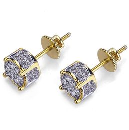 Stud Earrings for Women Men New Luxury White Zircon Dangle Earrings Gold Silver Plated Vintage Geometric Jewelry6727461