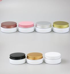 30 x Empty Refillable Cosmetic Jar Makeup Container Plastic White Black Round Bottle Cream with gold silver black lid 50ggood qtys2966394