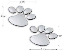 A pair Car Sticker Cool Design Paw 3D Animal Dog Cat Bear Foot Prints Footprint 3M Decal Car Stickers Silver Gold1773488