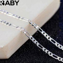 Pendants URBABY 925 Sterling Silver 2mm Sideways Flat Chain 16/18/20/22/24/26/28/30 Inch Necklace For Women Man Wedding Fashion Jewellery
