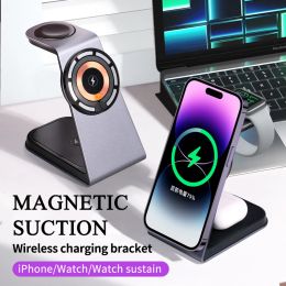 Chargers Ossky T3 3 in 1 Magnetic Wireless Charger Station Stand Transparent For iPhone 12 13 14 Mini Pro Max Apple Watch Airpods