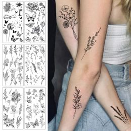 Tattoos Temporary Tattoos Flower Tattoo Stickers Butterfly Sketch Tattoo Sticker Waterproof Long Lasting INS DIY Body Art Stickers