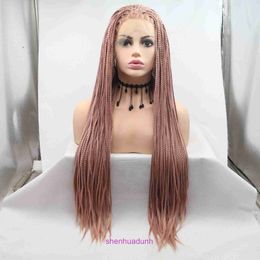 Pink wig cover with dirty braids hand rubbed fine high-temperature silk synthetic Fibre headband