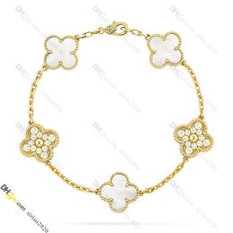 Chain Van Clover Bracelet & Diamond 18K Gold Luxury Designer Bracelet for Women Titanium Steel Gold-Plated Never Fade Not Allergic, Gold/Silver/Rose, Store/21491608