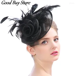 Berets Wedding Cocktail Tea Party Headwear For Women Banquet Floral Hair Clip Elegant Fascinators Caps Mesh Flower Feather Cap Clips