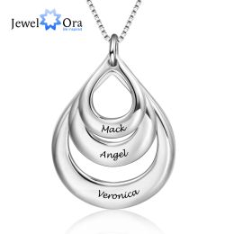 Necklaces Personalized Engraving 3 Names Layered Water Drop Pendant Necklace Custom Engraved Necklace Anniversary Gift for Family