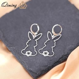 Hoop Earrings QIMING Lovely For Women Girls Kids Stainless Steel Cute Animal Jewellery Cartoon Earring