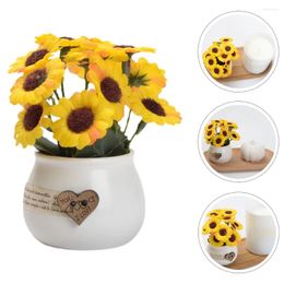 Decorative Flowers Sunflower Ornament Office Decor Potted Decoration Farmhouse Decors Plant Artificial Ceramics Emulation Bonsai