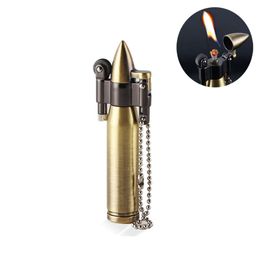 100Pcs/Lot Eternal Match Retro Mini Bullet Lighters Fire Metal Without Gasoline Lighter Keychain Flame Kerosene Oil Lighter Men Gadget
