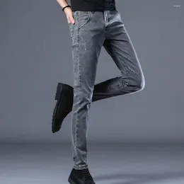 Men's Pants Stretchy Men Trousers Stylish Slim Fit With Pockets Korean Style Ankle Length For Daily Wear Commute