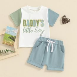 Clothing Sets Little Baby Boys Girls Clothes For Kids Summer Outfits Fashion Fuzzy Letter Contrast Color Short Sleeve T-Shirts Tops Shorts
