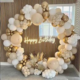 Party Decoration Sand White Balloons Garland Arch Kit Metallic Chrome Gold Latex Balloon Happy Birthday Anniversary Wedding Event Decor