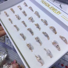 Korean Version of New Minimalist Zircon Micro Inlaid for Women's Ring, Colour Preserving Index Finger Ring Accessory, Yongmei Packaging Box