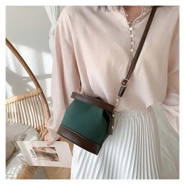 Drawstring Women Casual PU Leather Crossbody Bucket Bag Cute Girls Small Tote Summer Female Shoulder Bags Handbags And Purses