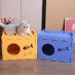 Mats Detachable Assembled Cat House Wearresistant Felt Board Cat Hiding House Comfortable Kitten Nest Beds Pet Supplies