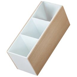 Bins Compartment Organiser Pen Holder Brush Storage Case Dining Room Table Simple Remote Control Desktop Wooden Office