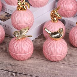 Storage Bottles Nordic Pink Diamond Ceramic Jar Home Jewellery Ring Wedding Candy Box Gift Living Room Table Ornaments Decoration