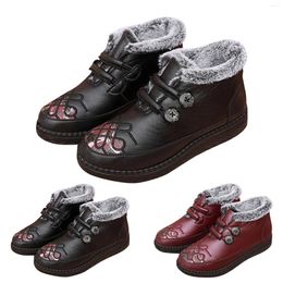 Boots Buckle Elastic Fashion Round Casual Snow Toe Velvet Women's Womens Wide Width With Traction Boot