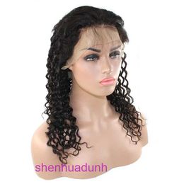 Transparent lace new product black wool small curly long wig headband for women wet wavy wigs