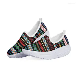 Casual Shoes WHEREISART African Tribe Ethnic Flower Flats Platform Mesh Height Increasing Summer Women Sneakers Ladies Zapatos