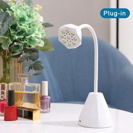 Nail Dryers Plug-in Mini LED Lamp 24/27W Dryer False Manicure Polish Glue Fast Drying UV Light 360° Bendable Table
