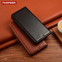 Bracelets Genuine Leather Case for Xiaomi Poco M5 M5s M4 M3 M2 F1 F2 F3 F4 Gt Pro Phone Retro Crazy Horse Flip Cover