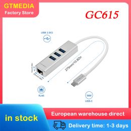 Hubs GTMEDIA USB 3.1 HUB Aluminum USB Hub Ethernet Adapter 3 USB 3.0 Type C Network Card RJ45 And USB C Adapter for Mac Chromebook