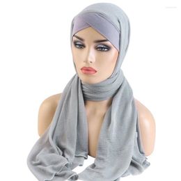 Ethnic Clothing Muslim Women Mesh Instant Hijab Forehead Cross Turban Scarf Amira Headscarf Islamic Bonnet Shawl Wrap Bufanda Turbante Mujer