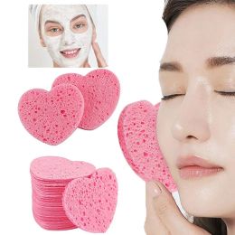 Scrubbers 10PCS Makeup Removal Sponge Heart Shaped Cellulose Sponge Cotton Face Washing Cleansing Sponge Cosmetic Puff