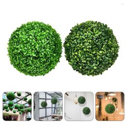 Decorative Flowers 2 Pcs Simulated Grass Ball Decoration Simulation Plant Balls Pendants Ceiling Adornments Topiary Peanut Fake