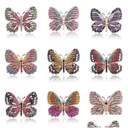 Pins, Brooches Big Butterfly Brooch Luxury Crystal Pin For Women Party Banquet Rhinestone Pins Clothese Accessories Drop Delivery Jew Dhcql