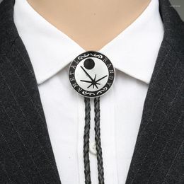 Bow Ties Western Cowboy Five-pointed Star Bolo Tie Men And Women Leather Suit Collar Rope Natural Pine Stone Zinc Alloy Pendant