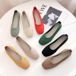 Casual Shoes Spring Summer Women Flat Breathable Knit Simple Comfortable OL Slip-on Leisure Loafers 7 Colours Lolita