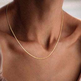 Necklaces Tiny Clavicle Choker Chain Necklace Women Stainless Steel Gold Color Danity Ultra Thin Jewelry